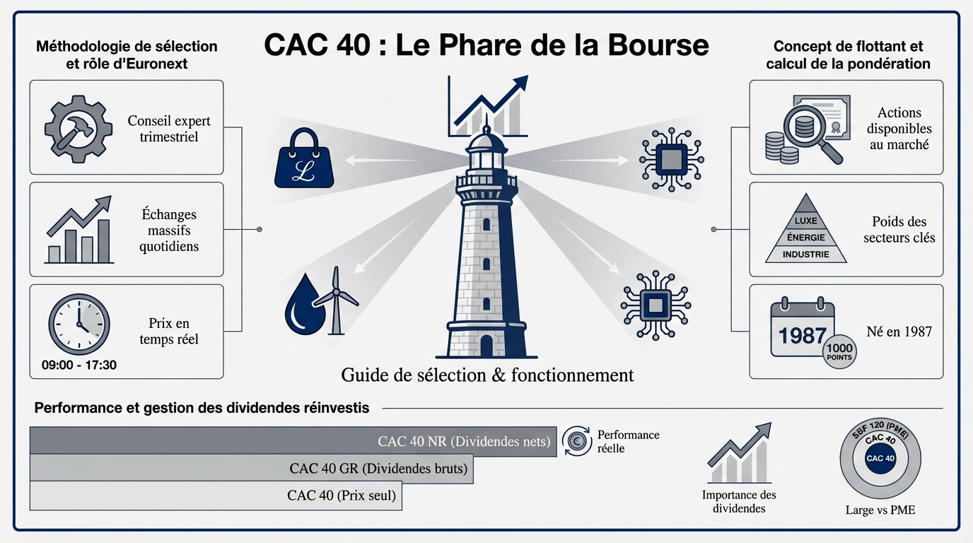 Représentation graphique de l'indice boursier CAC 40 à la Bourse de Paris